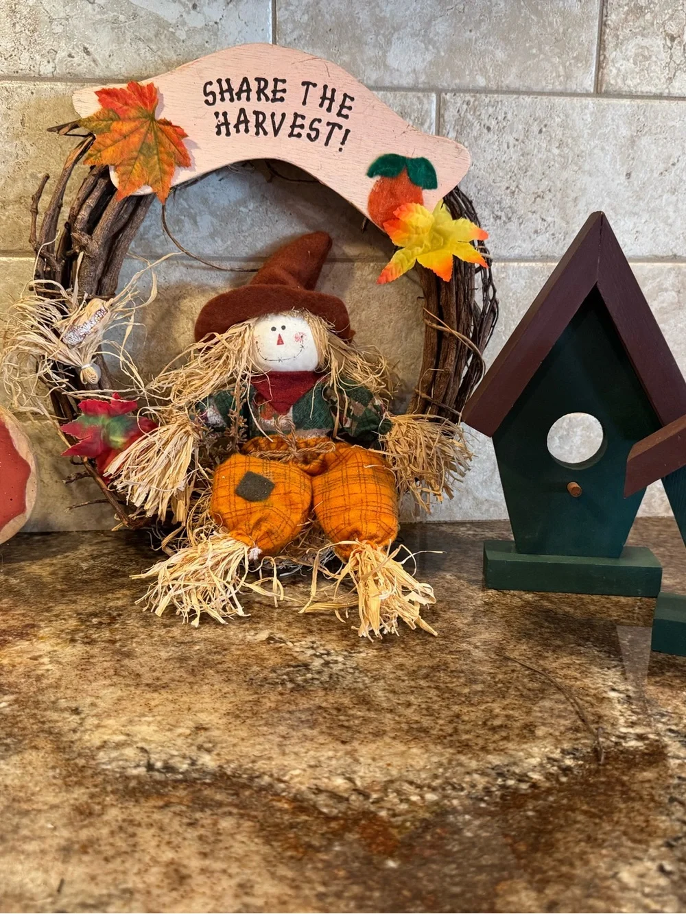 Fall Harvest Decor Lot Scarecrow Wreath Pumpkin Birdhouses Rustic Farmhouse